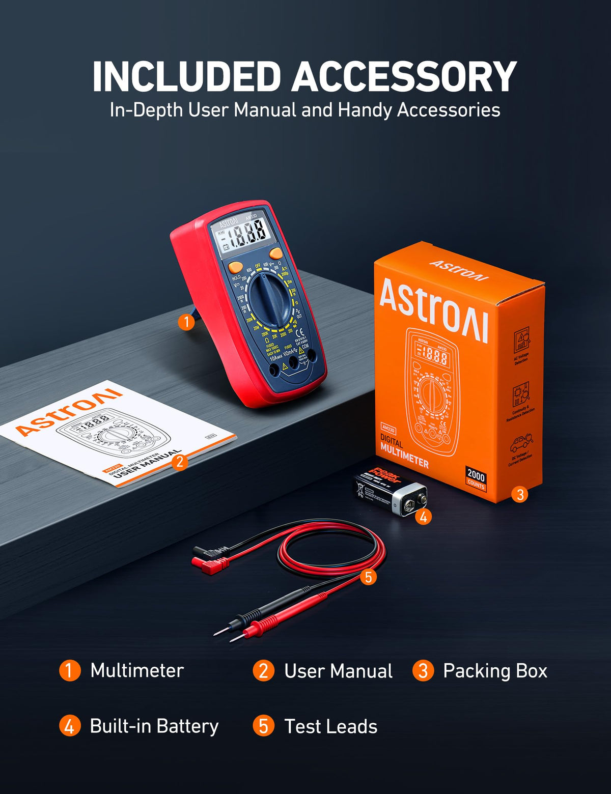 AstroAI Digital Multimeter 2000, Blue