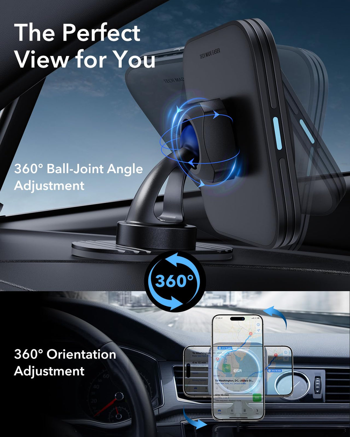ESR 15W MagSafe Car Mount Charger, Air Vent and Dashboard