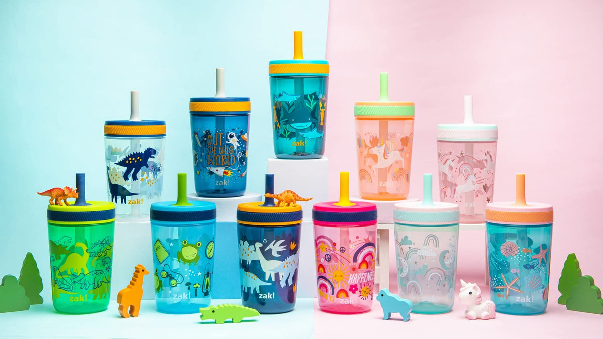 Zak Designs Underwater Kelso Toddler Straw Cups, 15oz, 2-Pack