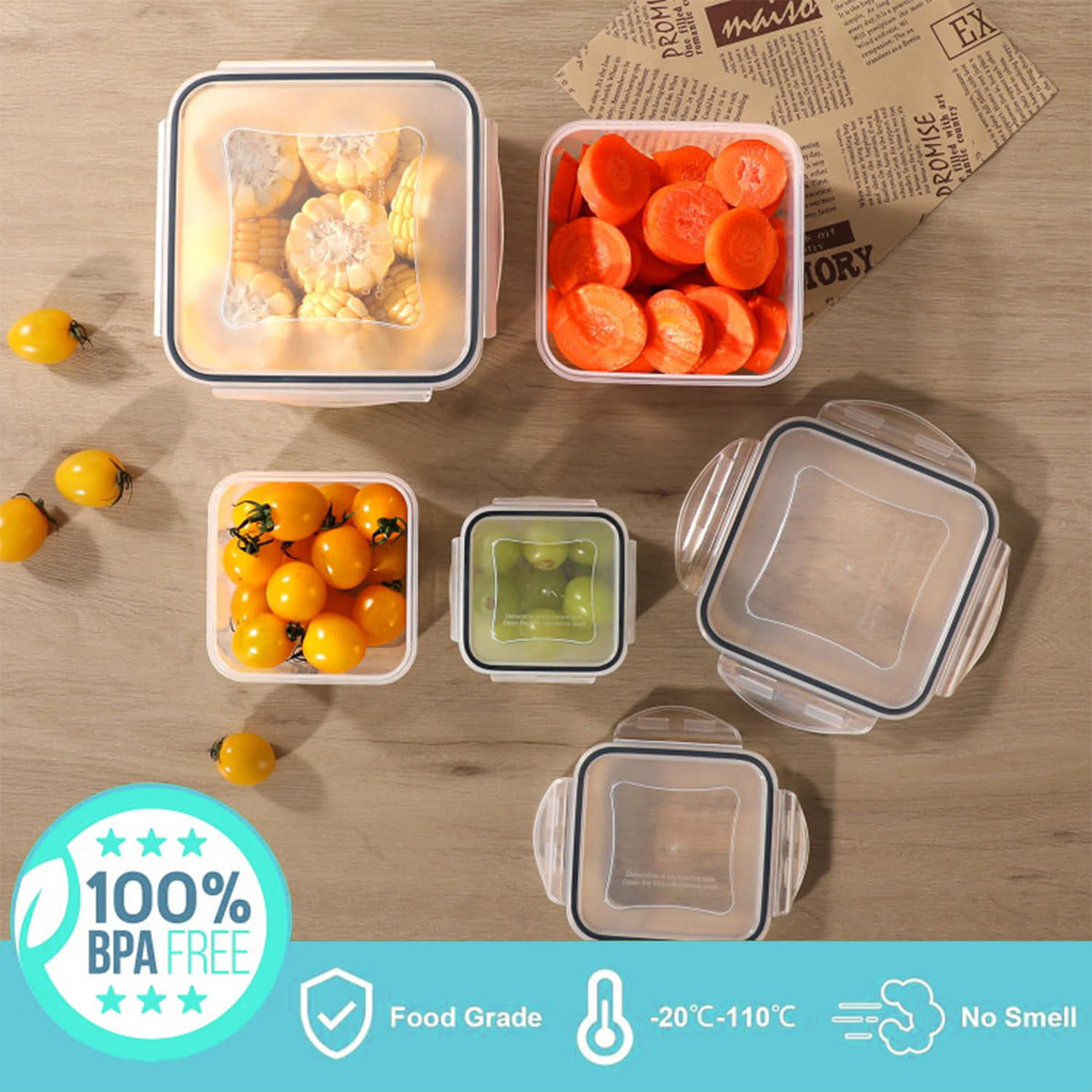 Pure Future 50-Piece Plastic Food Storage Container Set
