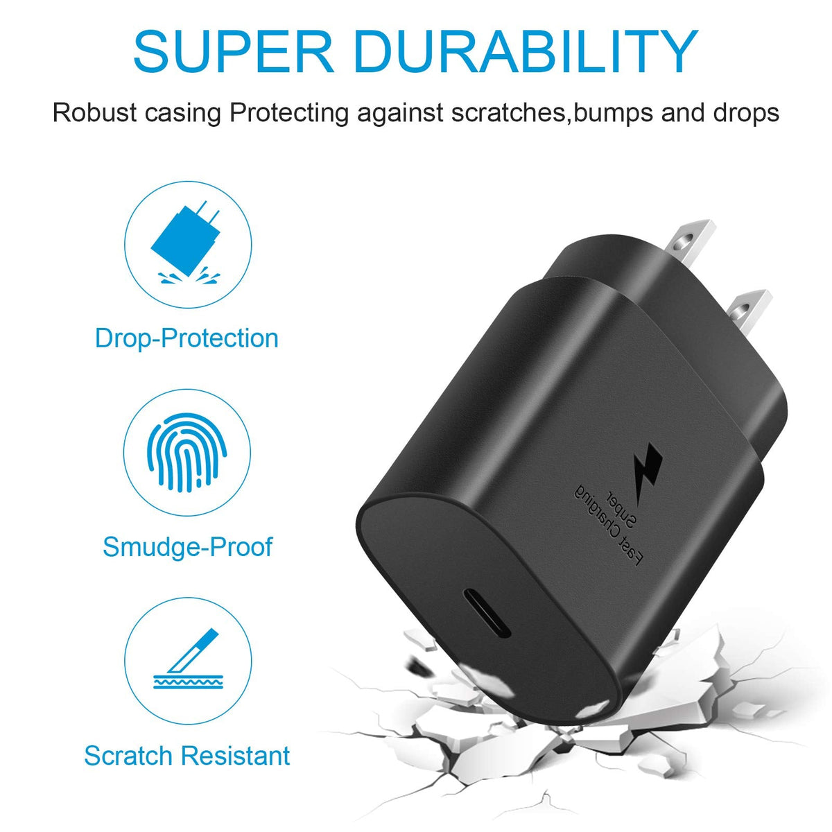 25W USB-C Fast Charger, 2 Pack with 6 Ft USB-C Cable