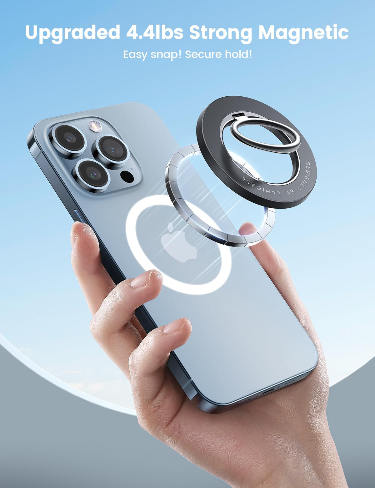 Lamicall Magnetic Phone Ring Holder for MagSafe, Misty Black