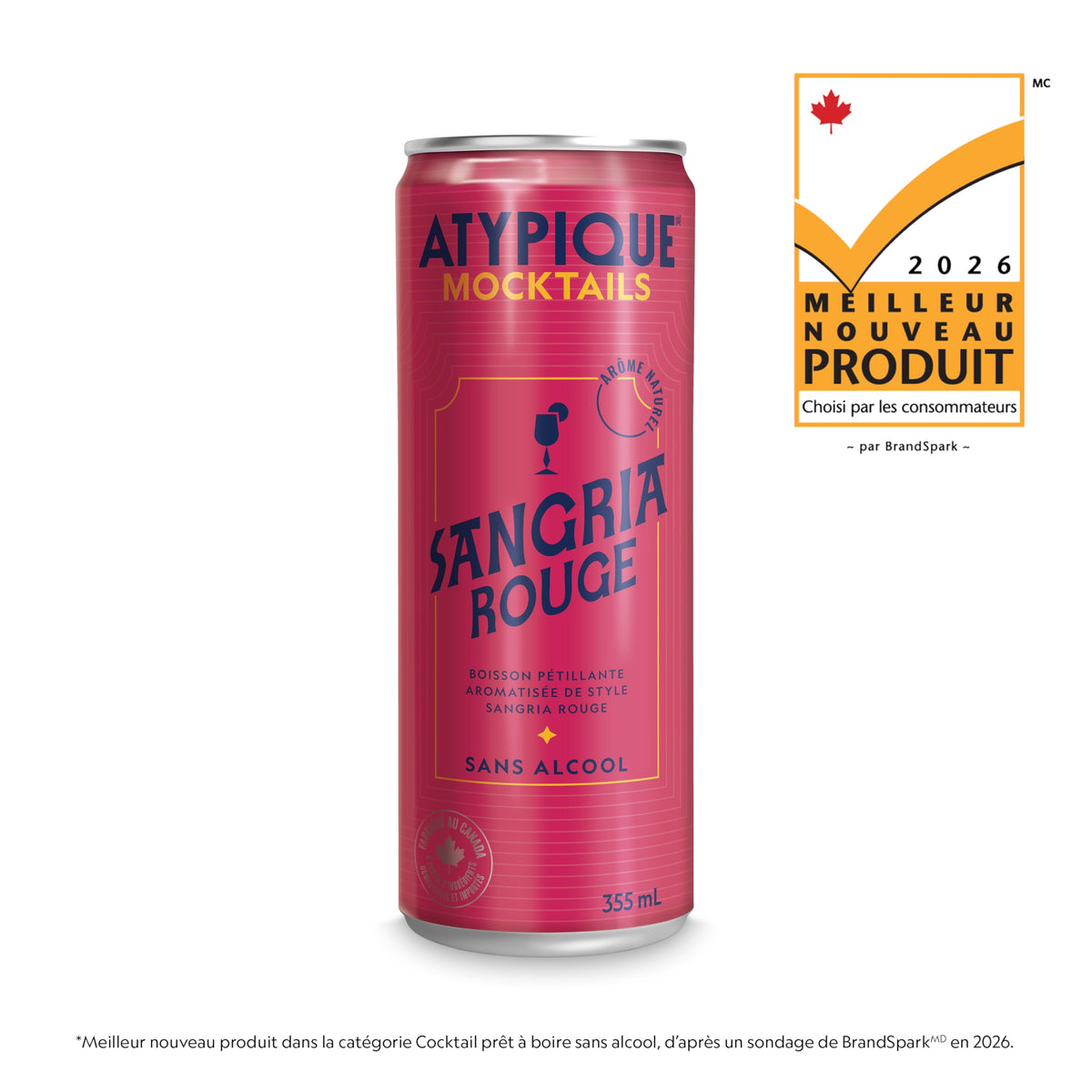 Atypique Mocktails Non-Alcoholic Cocktail, Red Sangria, 355 mL, 12 Ct
