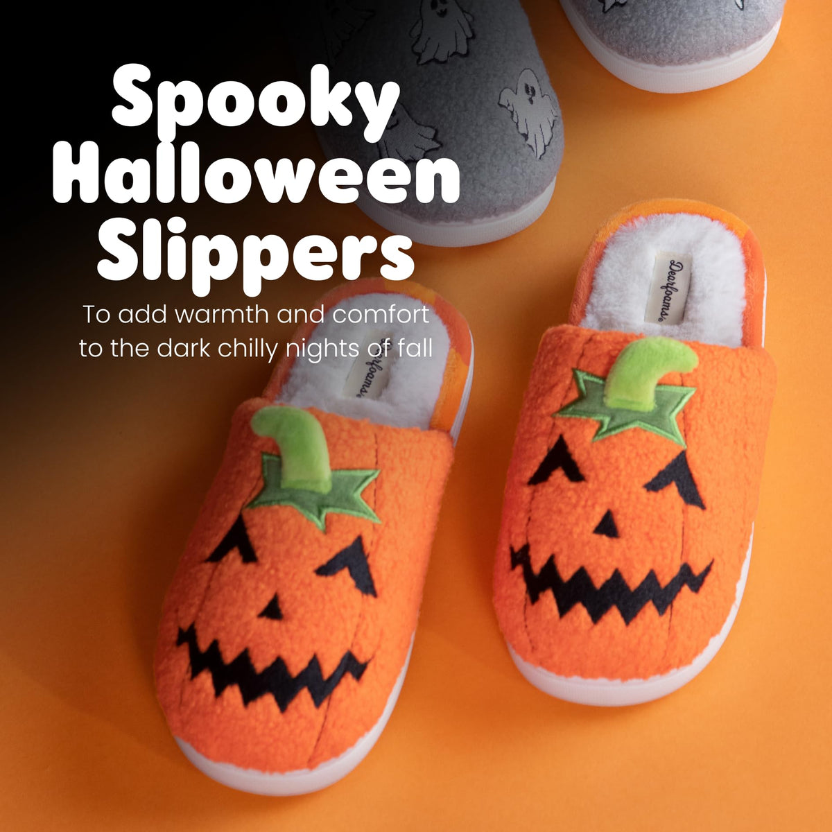 Dearfoams Spooky Slipper, Jack O Lantern, 7-8 Women/5-6 Men