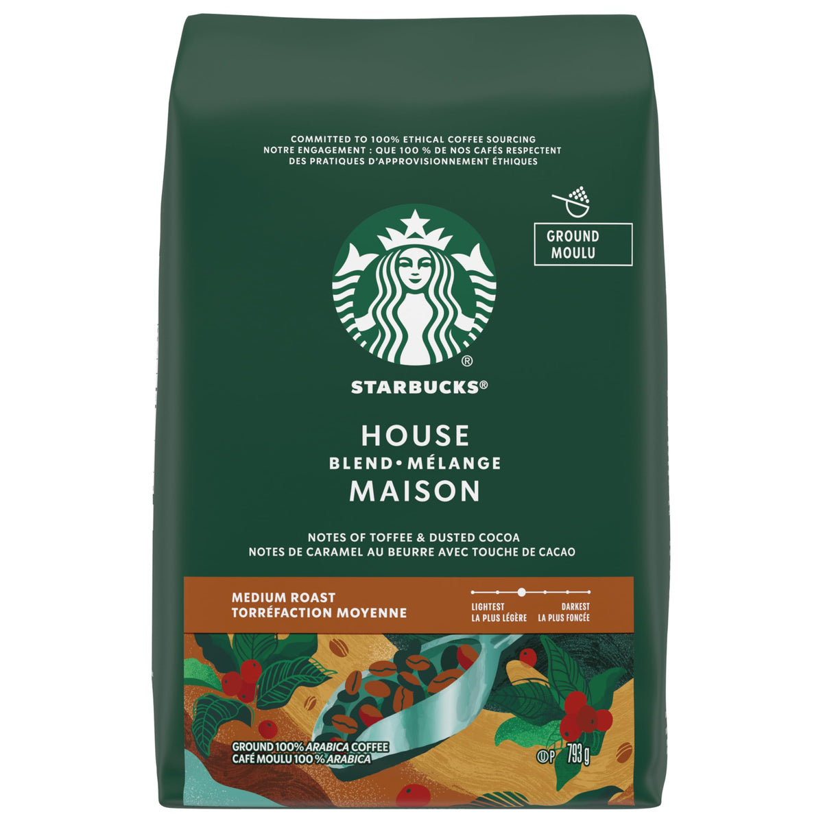 Starbucks House Blend Medium Roast Ground Coffee, 793 g