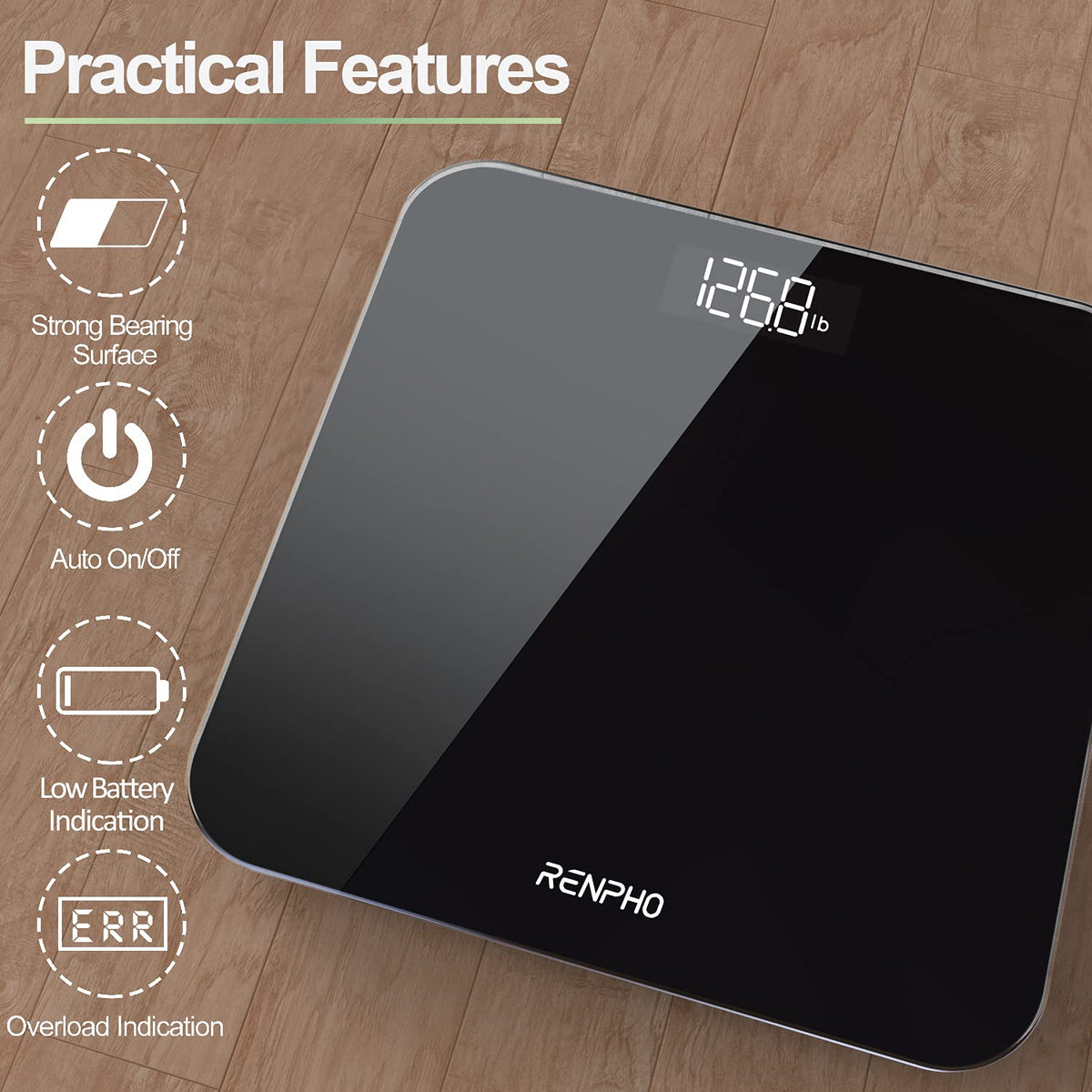 RENPHO Core 1S Bathroom Body Weight Scale, Black