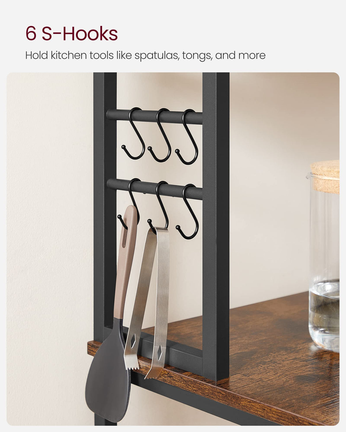VASAGLE Coffee Bar Baker's Rack, 6-Tier, Rustic Brown, UKKS019B01
