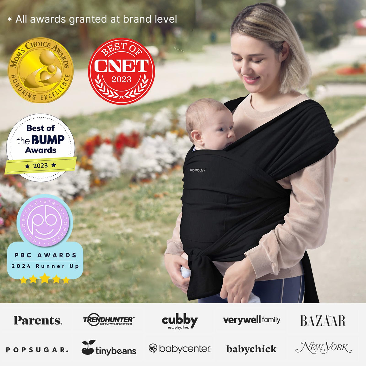 Momcozy Baby Wrap Carrier, Black