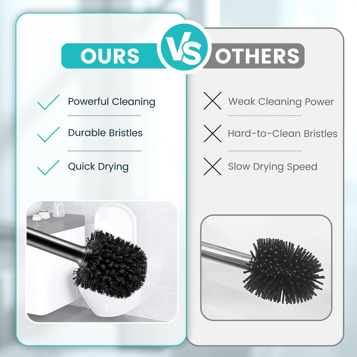 Toilet Bowl Brush and Holder, Black