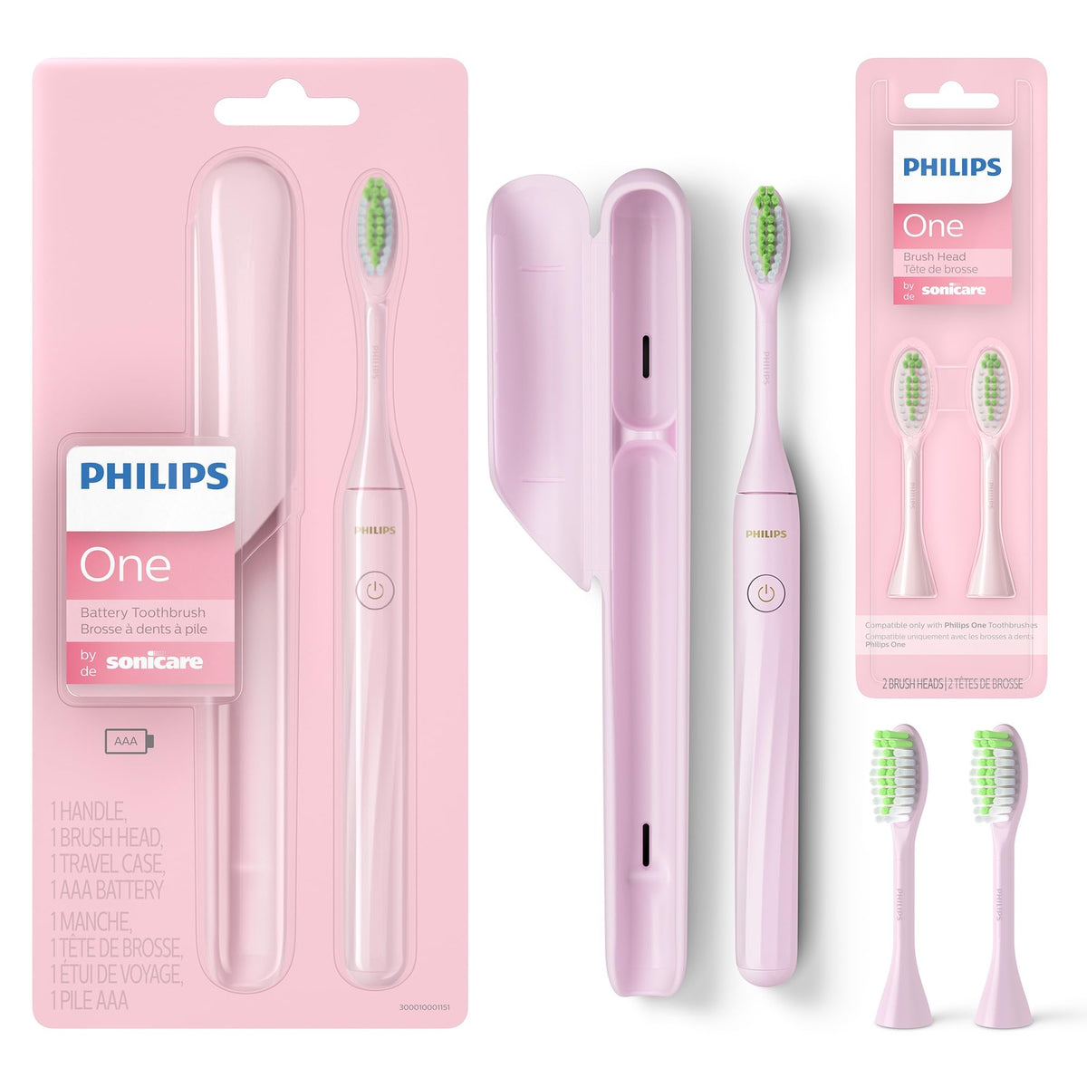 Philips One by Sonicare Battery Toothbrush, Manhattan Pink, BD3003/AZ
