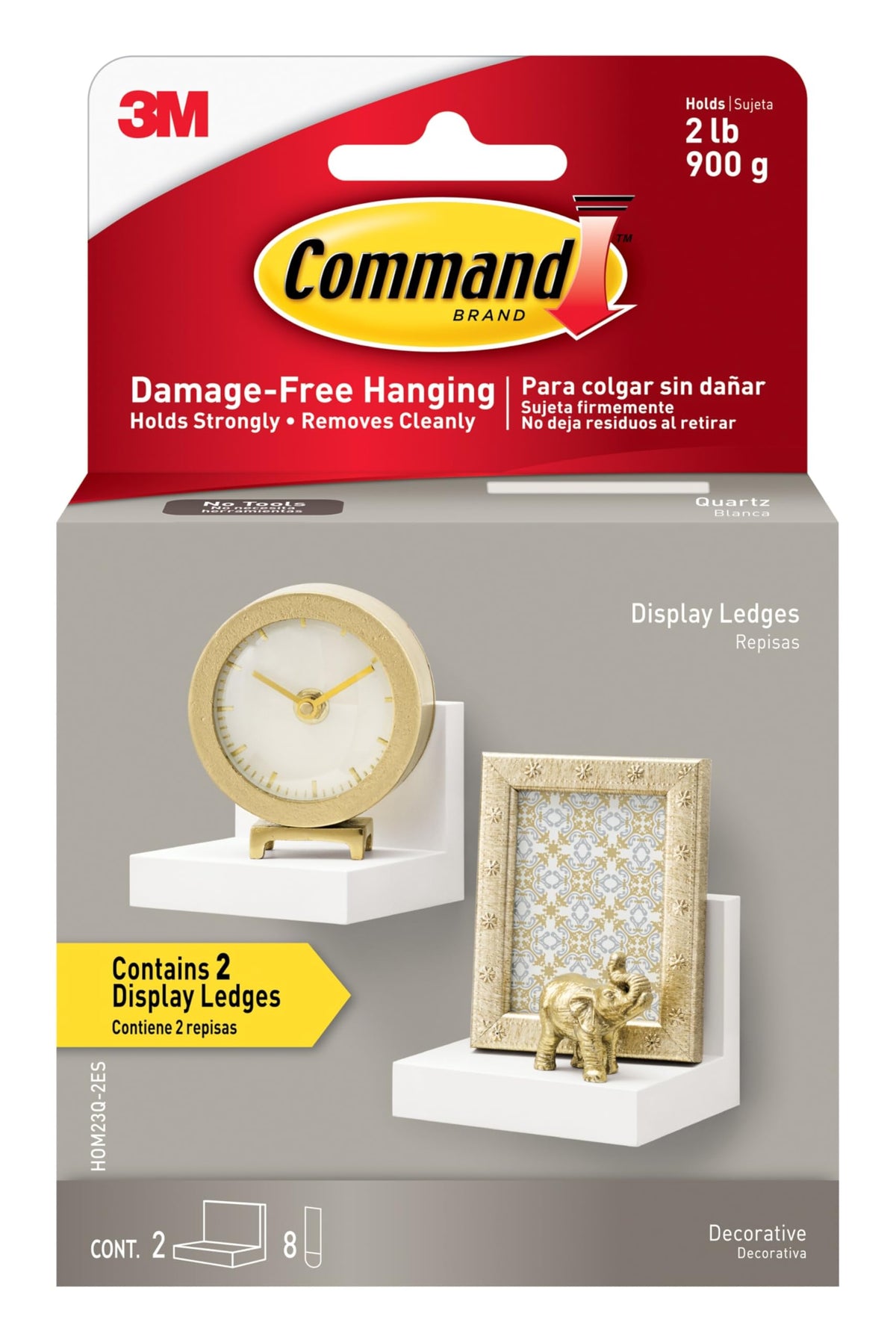 Command Display Floating Wall Shelves, Quartz, 2 Ledges