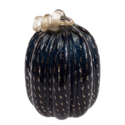 Boston International Hand-Blown Glass Pumpkin, Large, Black & Gold