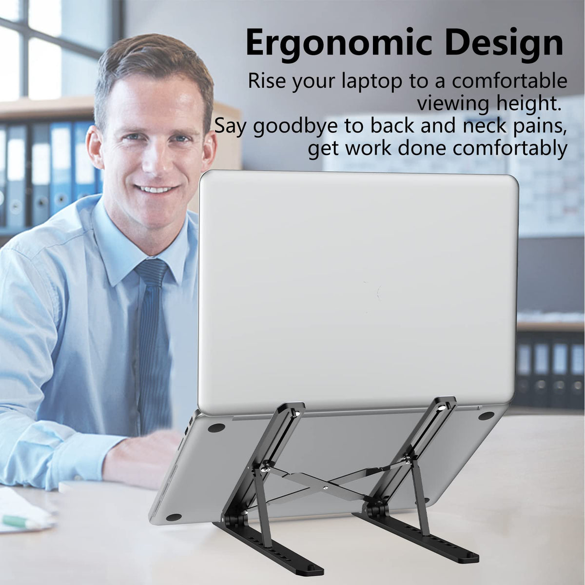 Adjustable Laptop Stand for Desk, Black