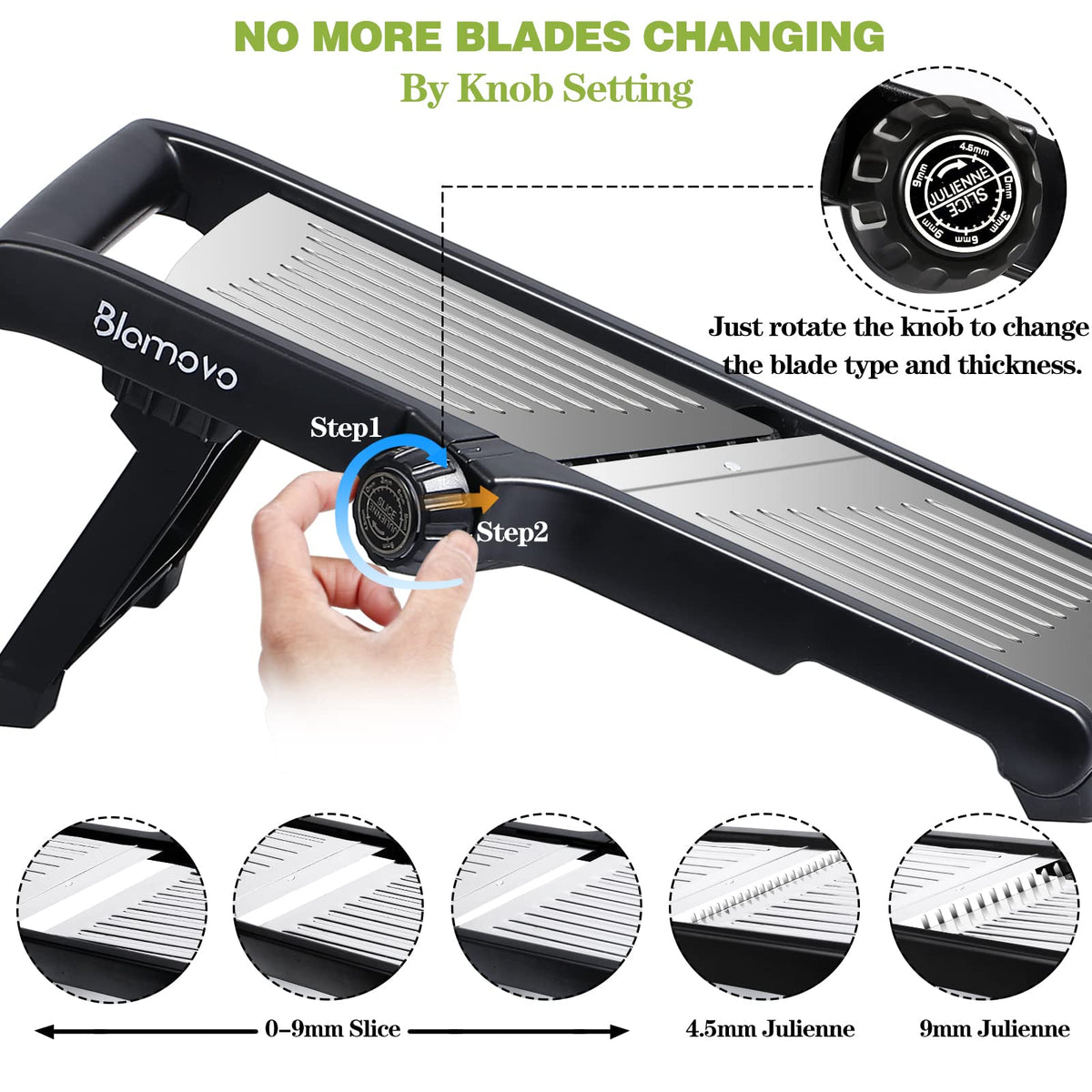 Blamovo Mandoline Slicer with Adjustable Thickness and Safety Gloves