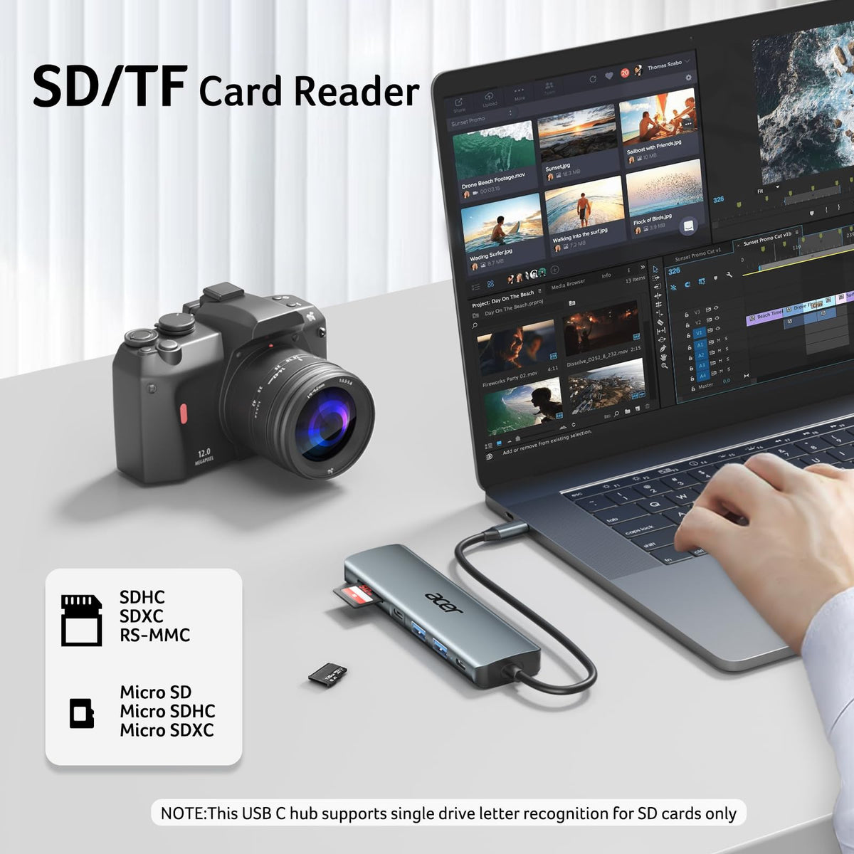 Acer 7 in 1 USB C Hub, 4K HDMI, PD100W