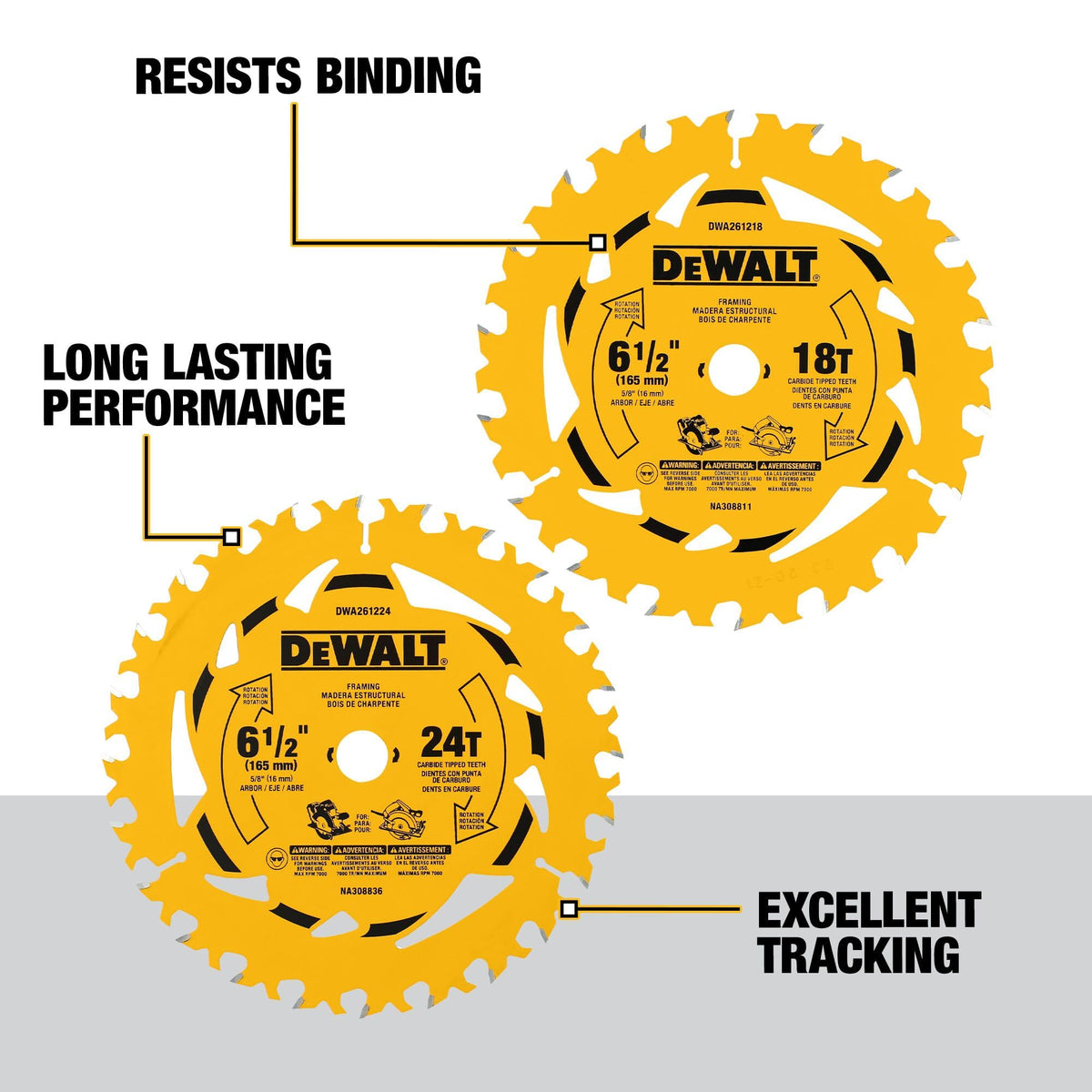 DeWalt Circular Saw Blade Combo Pack, 6-1/2 Inch, DWA2612CMB