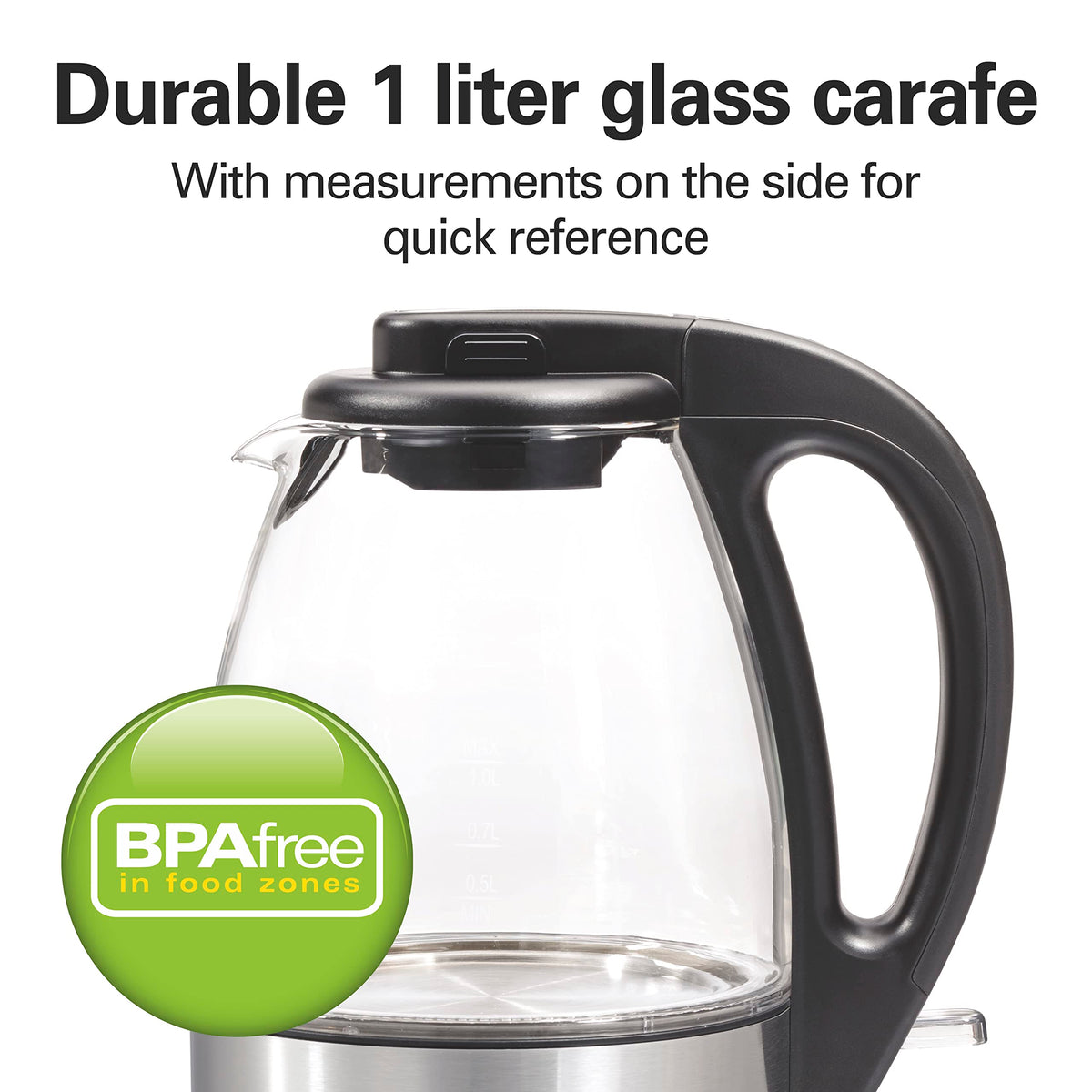 Hamilton Beach Glass Electric Kettle, 1 L (40930JC)