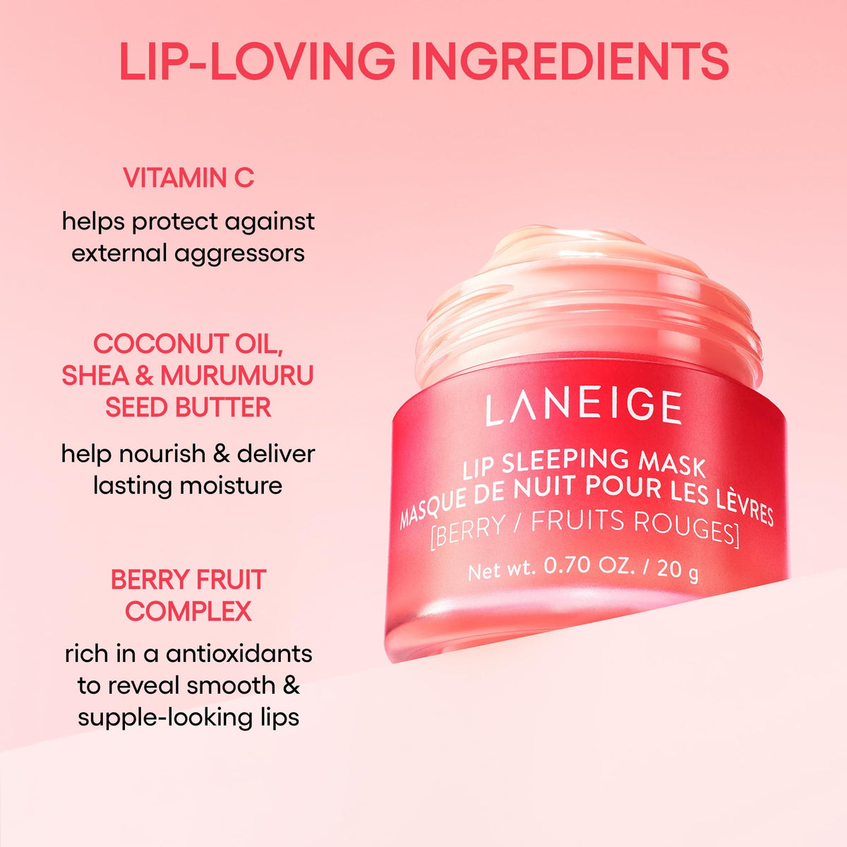 Laneige Dreamy Lip Sleeping Mask Kit, Berry, Sweet Candy, Mango, Peach