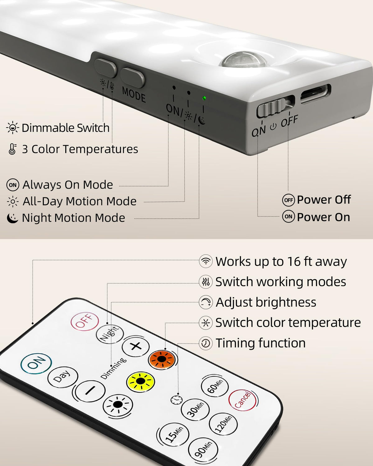 EZVALO Rechargeable Under Cabinet Lights, 6 Pack