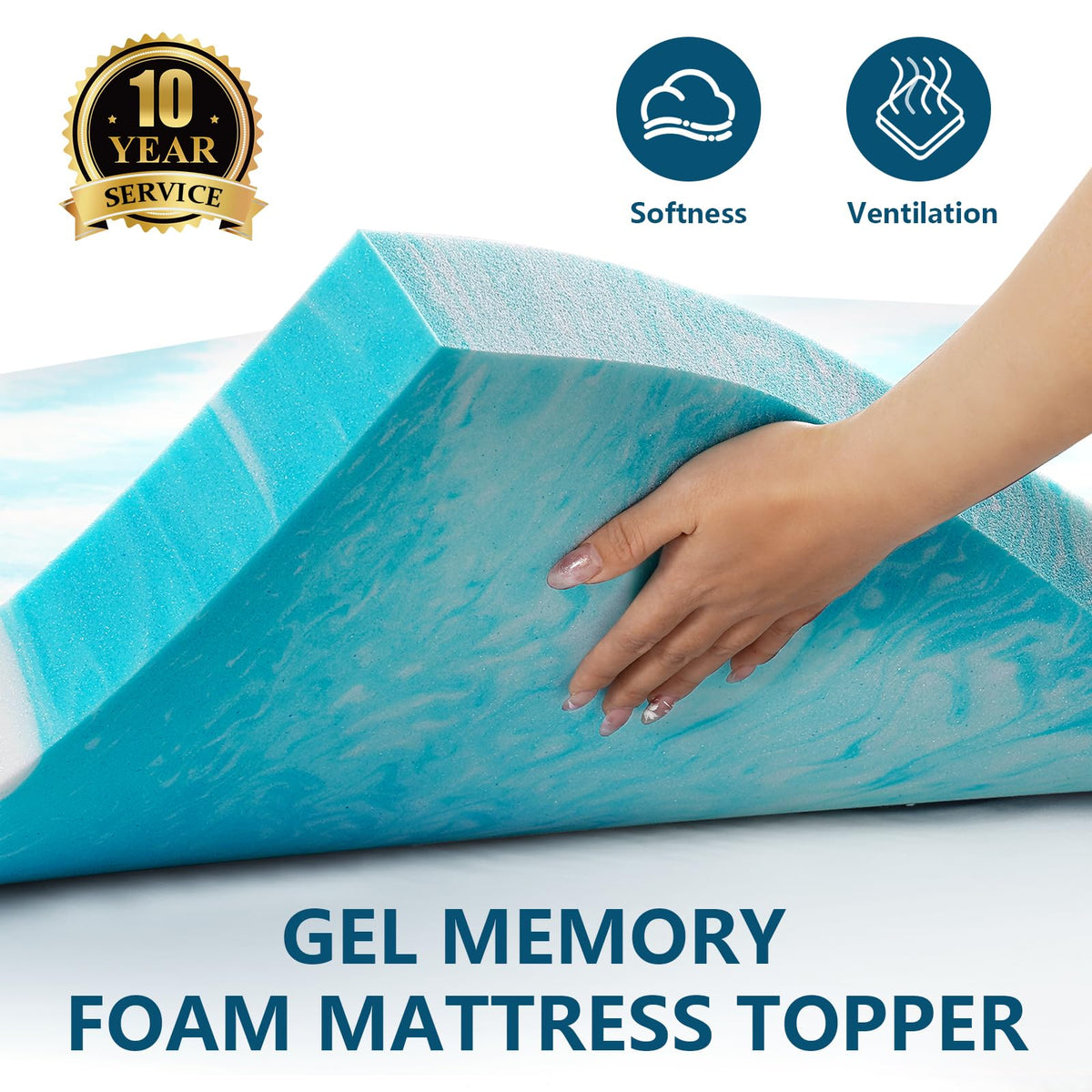 SakuraHome 2" Gel Memory Foam Mattress Topper, Queen