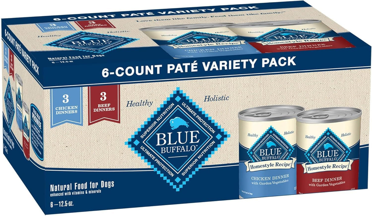 Blue Buffalo Homestyle Wet Dog Food, Chicken & Beef, 6 x 12.5 oz