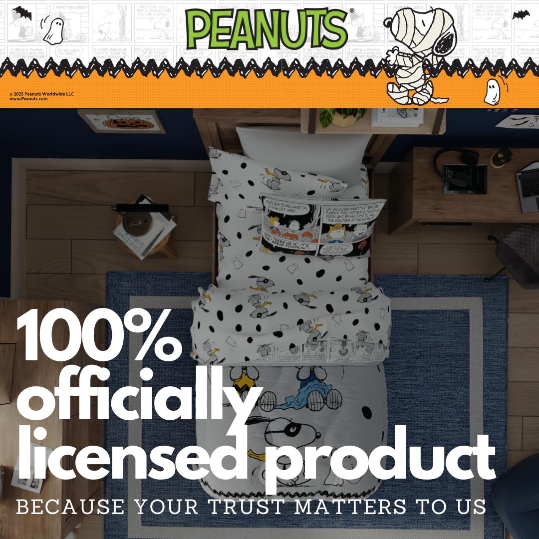 Franco Peanuts Snoopy Halloween Bedding Set, Twin, 4 Piece