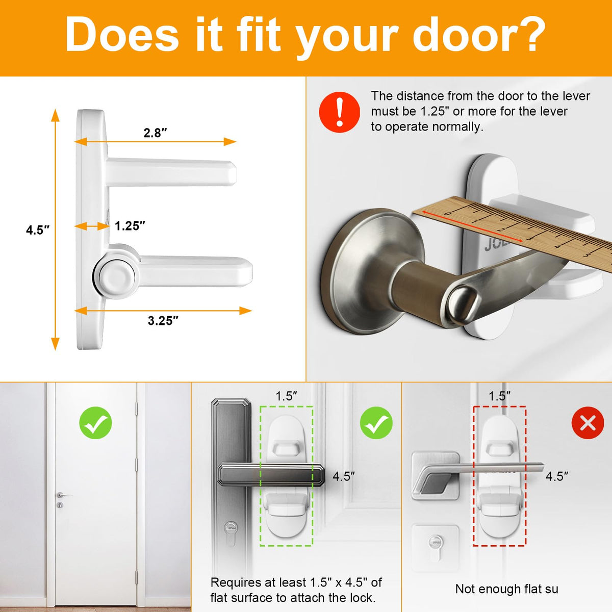 Jolik Childproof Door Lever Lock (2 Pack)