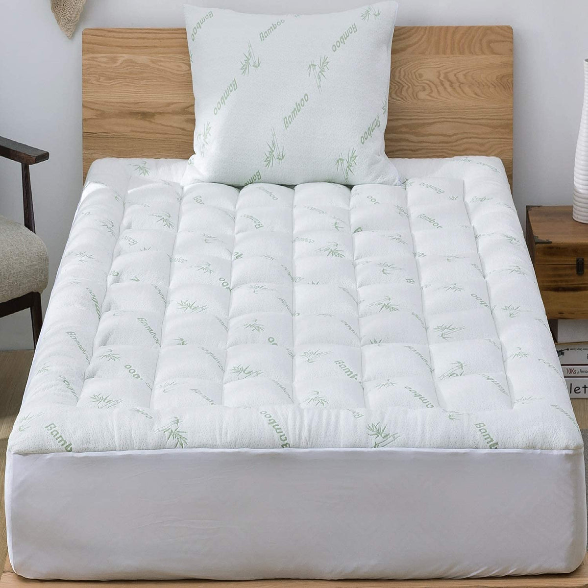 Bamboo Mattress Topper, Double/Full, Green