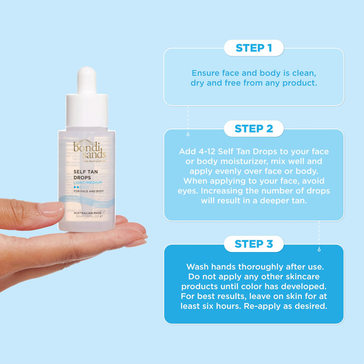 Bondi Sands Self Tanning Drops, Light/Medium, 30 mL
