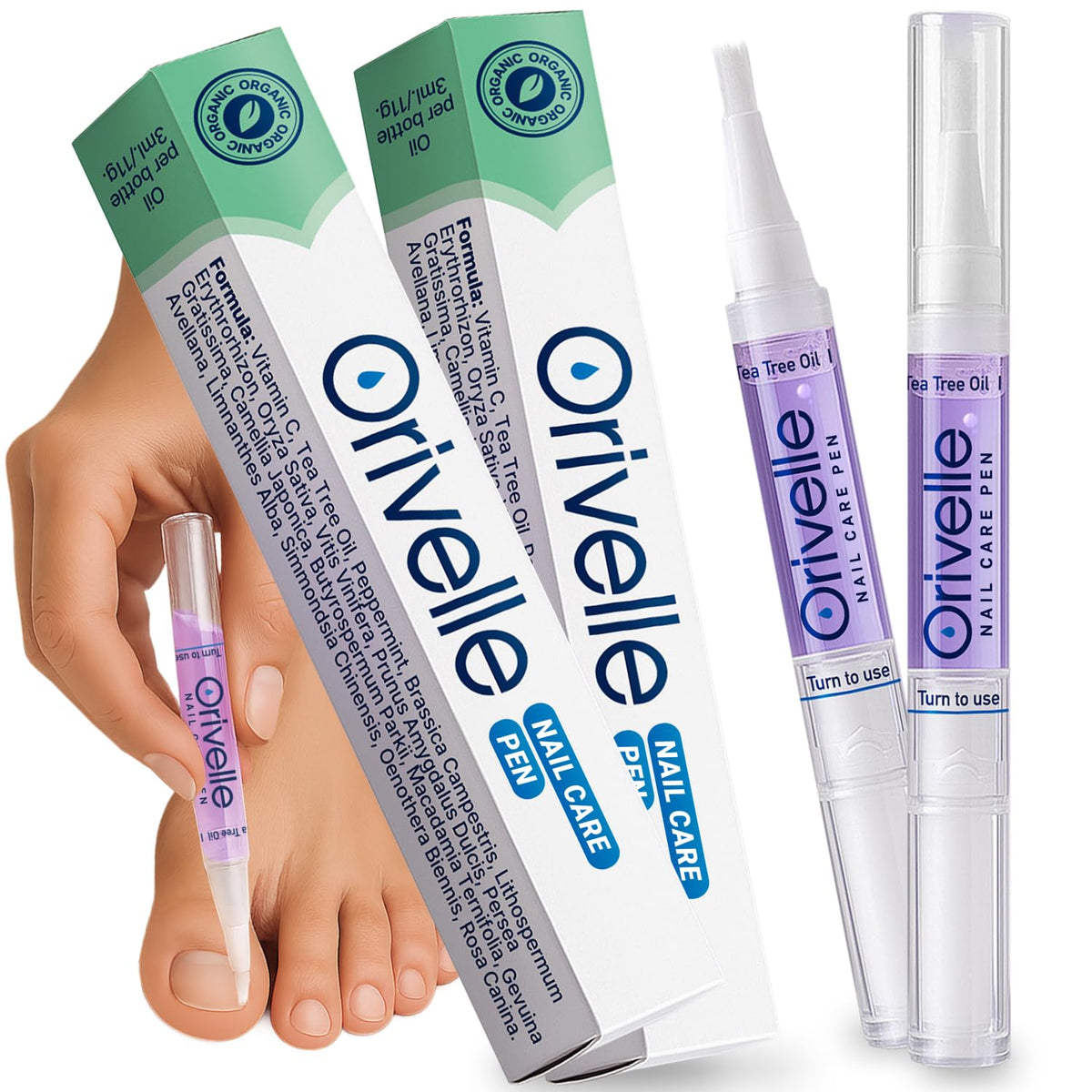 Orivelle Nail Care Pen with Tea Tree Oil (2 Pack)