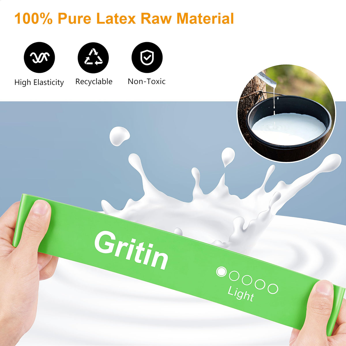 Gritin Latex Resistance Bands, Set of 5