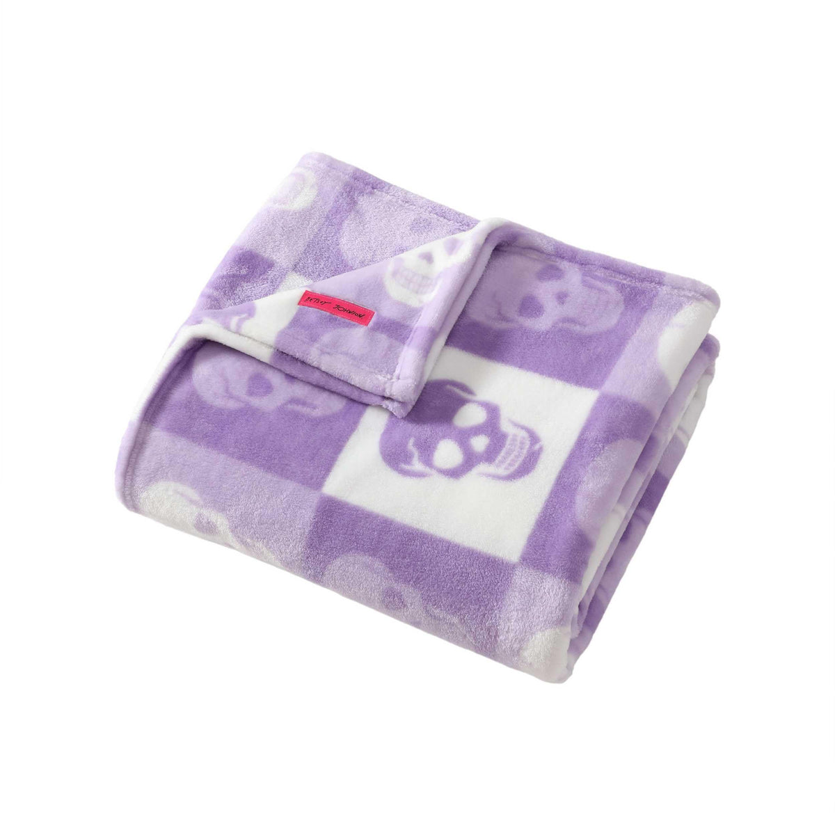 Betsey Johnson Blanket, Cracked Checkered Skull Purple, 50x70 Inch