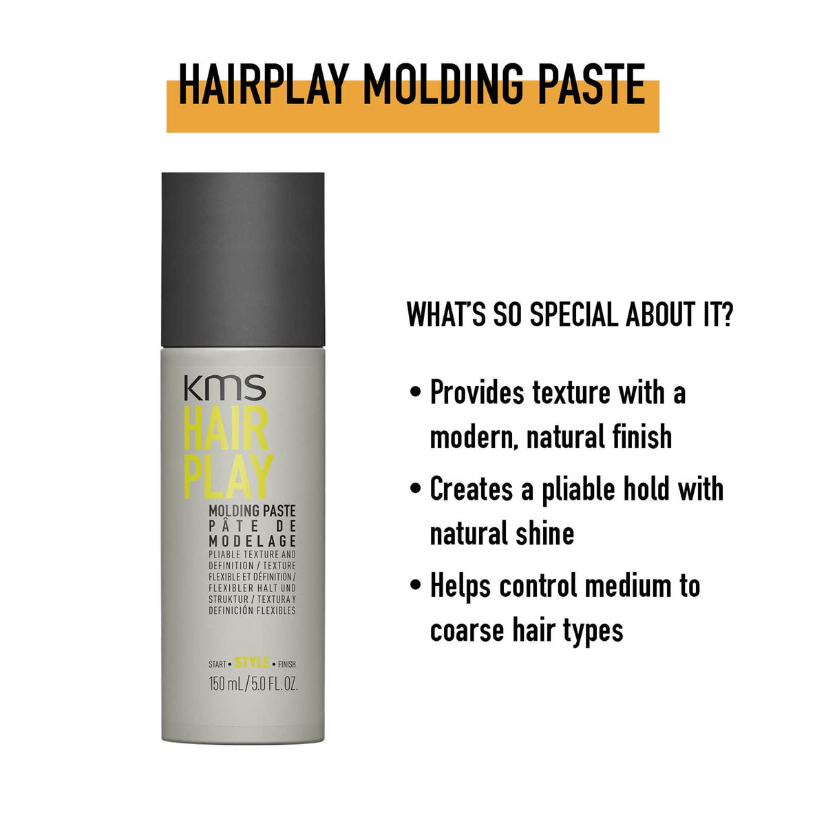 KMS Hairplay Molding Paste, 5 Fl Oz