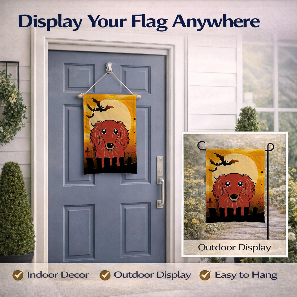 Caroline's Treasures BB1772GF Longhair Red Dachshund Garden Flag