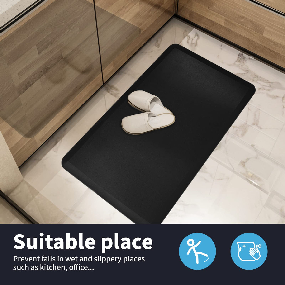 Art3d Anti Fatigue Mat, Black, 1/2 Inch, 17.3" x 28"