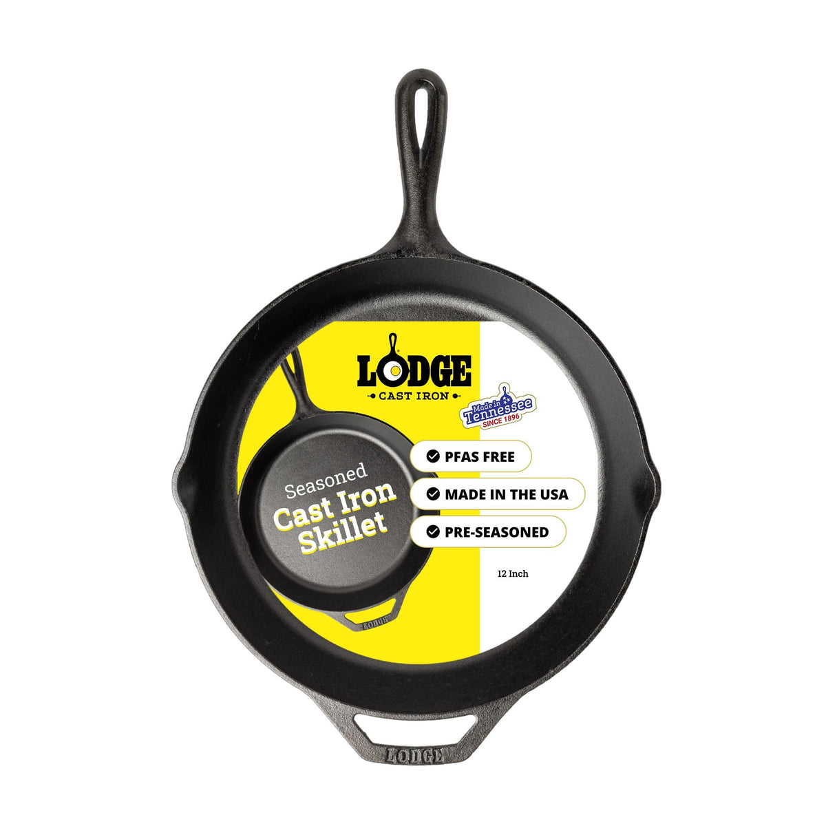 Lodge Logic Pre-Seasoned Cast Iron Skillet, L10SK3, 12 in