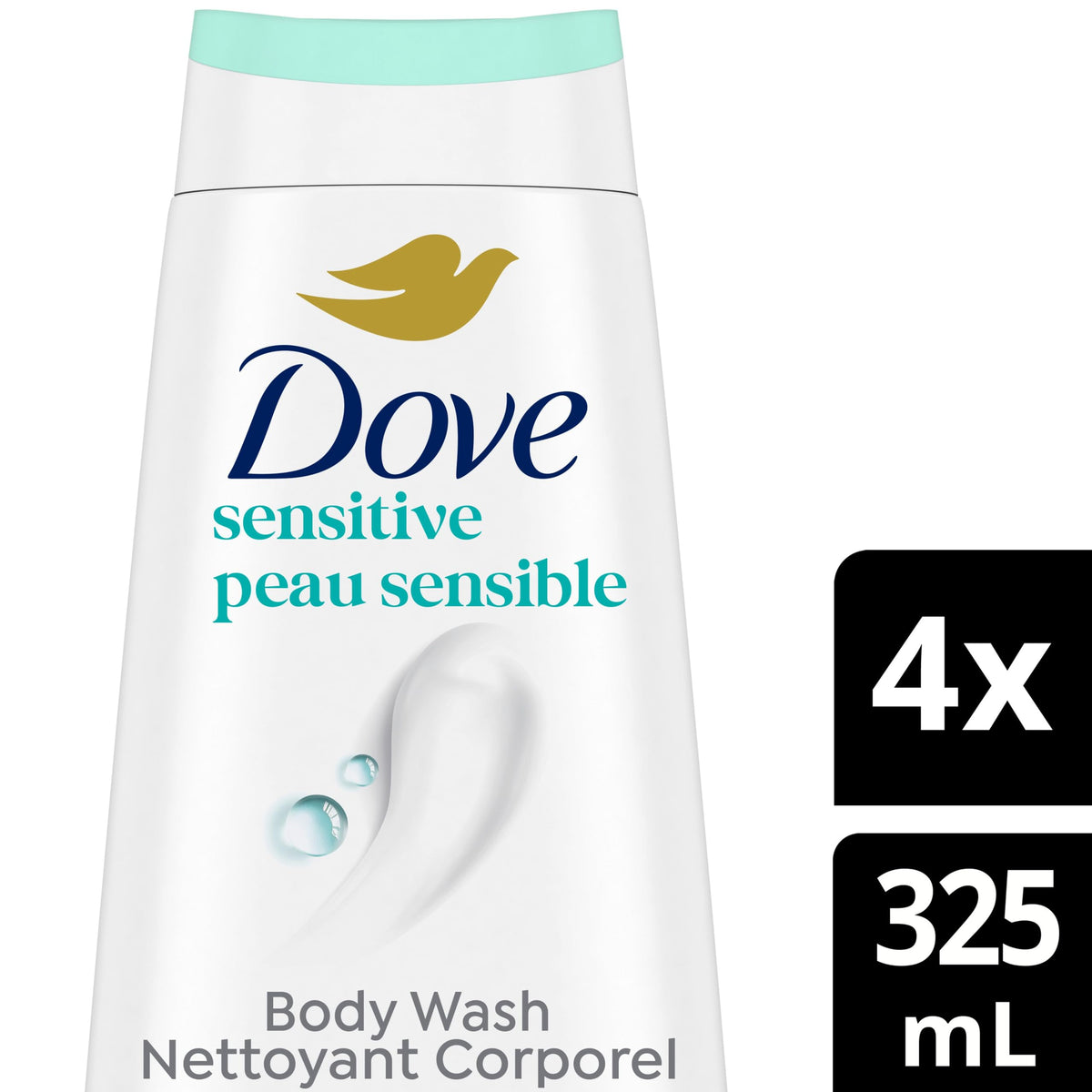Dove Sensitive Skin Body Wash, 325 ml (4 Pack)