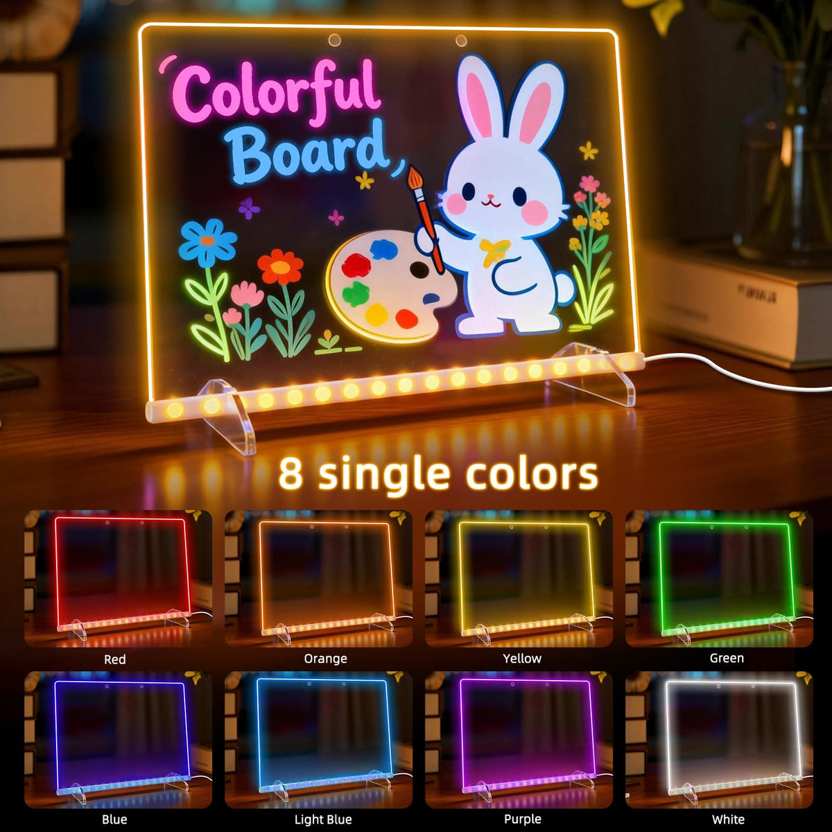 LumiBoard LED Drawing Board for Kids, 13.7 x 10 in, 7 Markers
