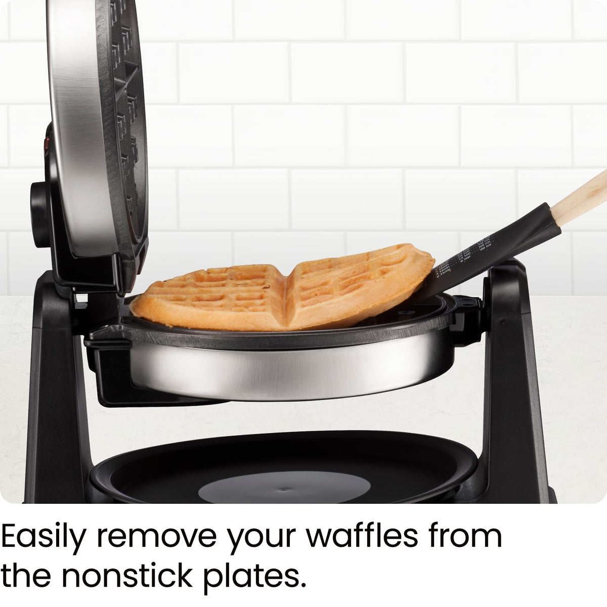 Chefman Rotating Belgian Waffle Maker, Stainless Steel/Black