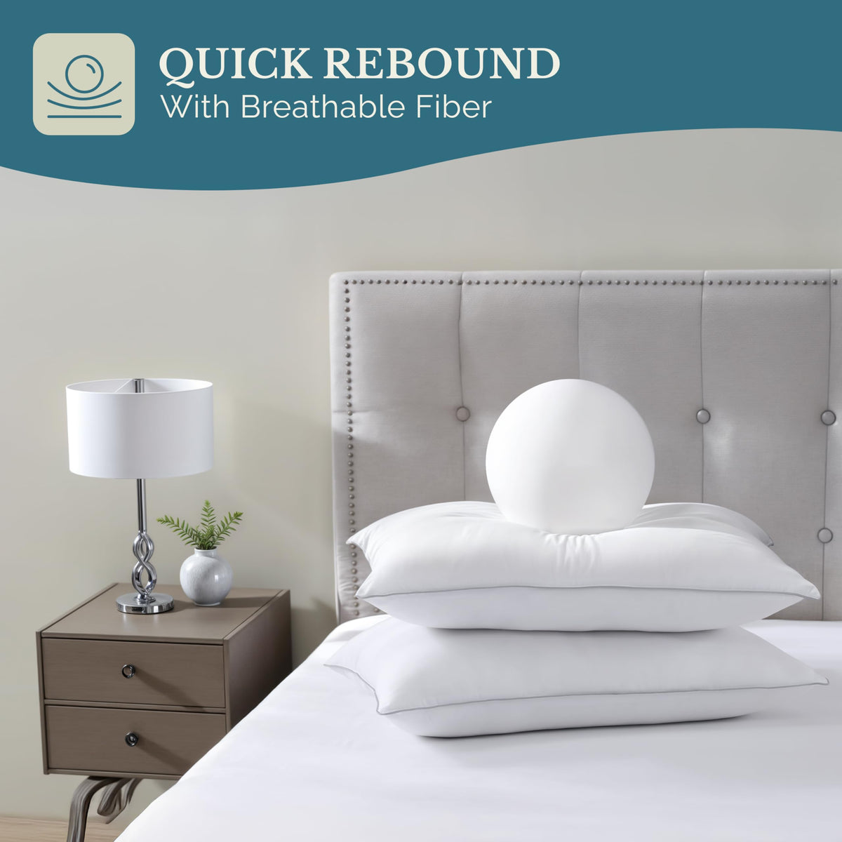 Casa Platino Down Alternative Bed Pillows, Standard (4 Pack)