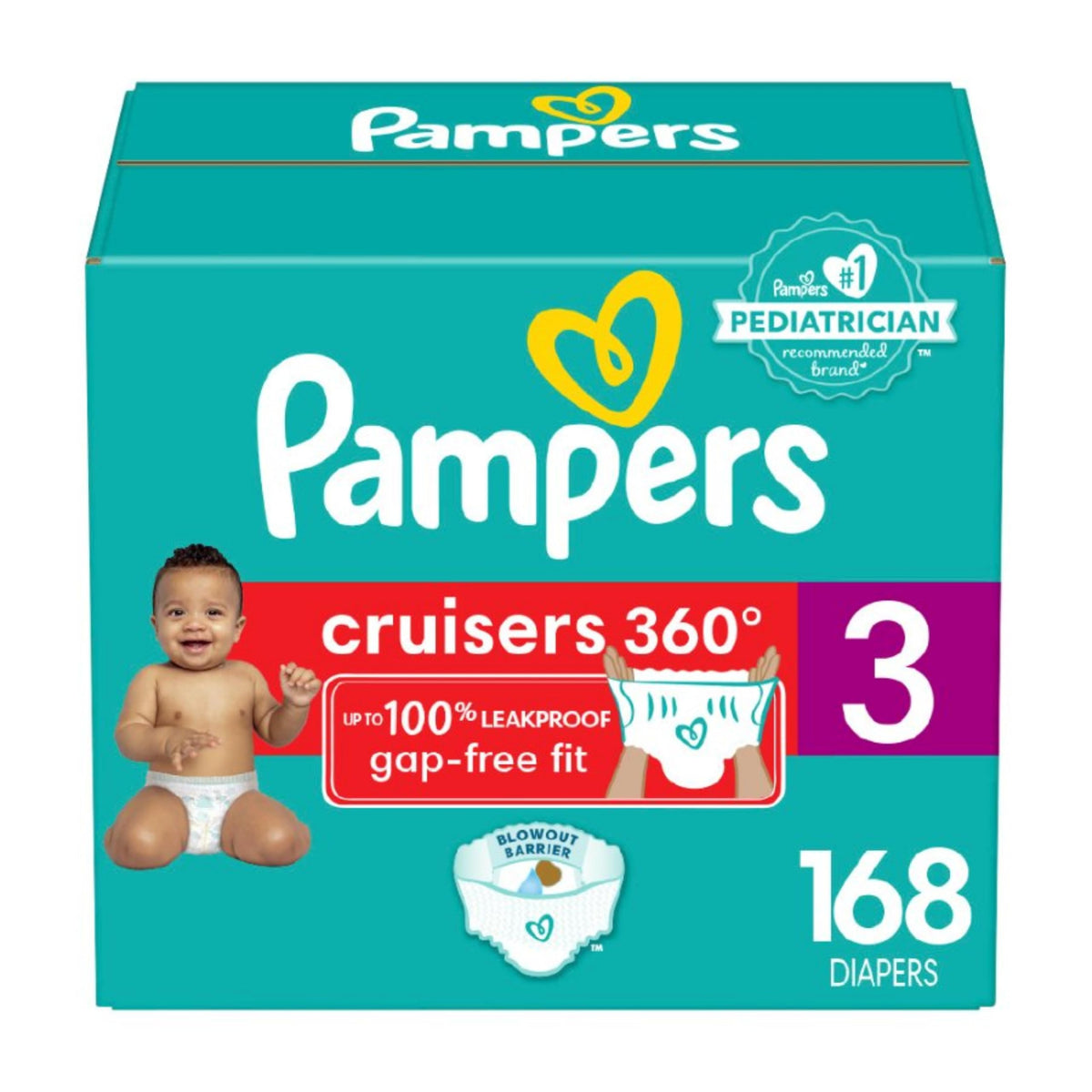 Pampers Cruisers 360 Pull-On Diapers, Size 3, 168 Count