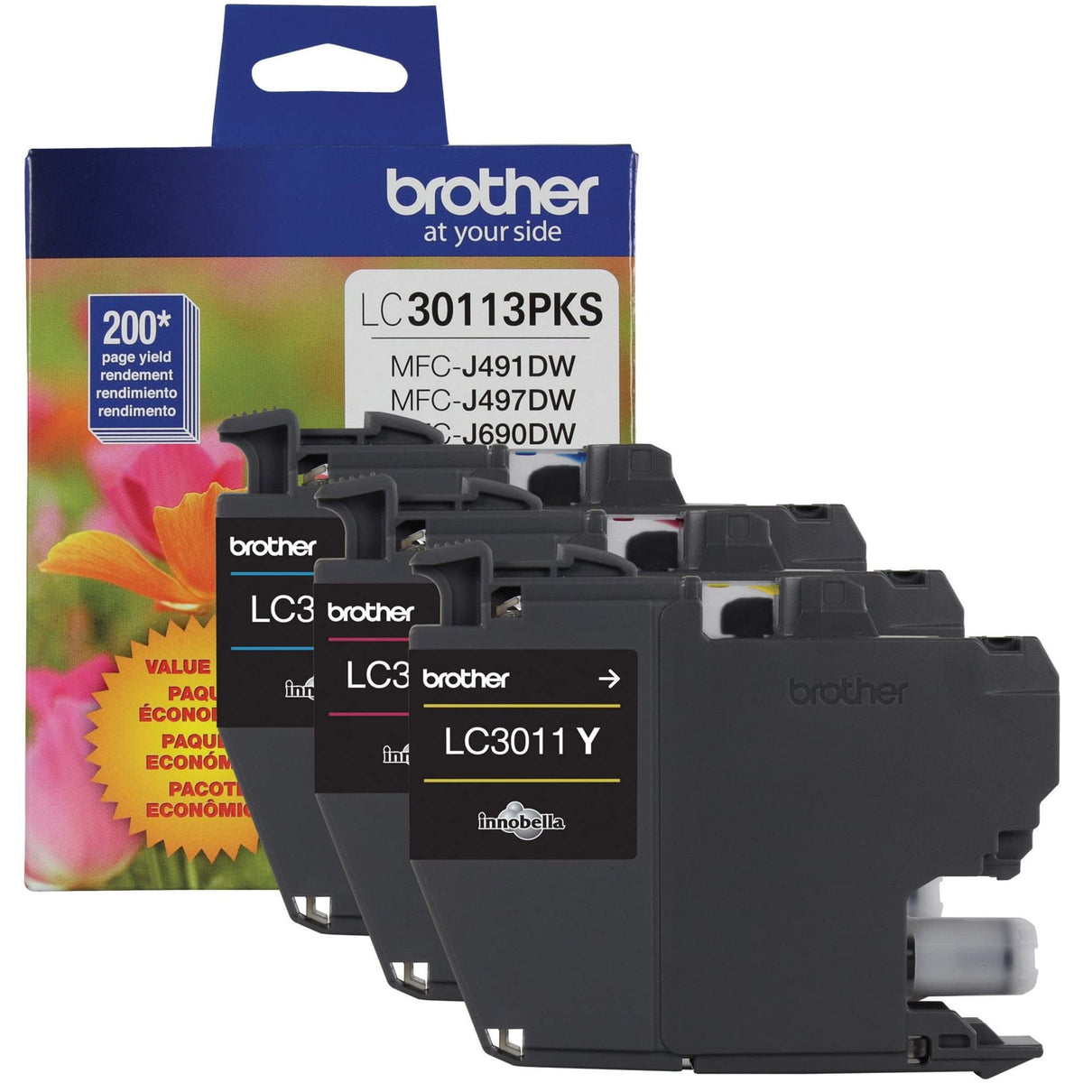 Brother Genuine LC30113PKS Standard Yield Colour Ink Cartridge, 3 Pack
