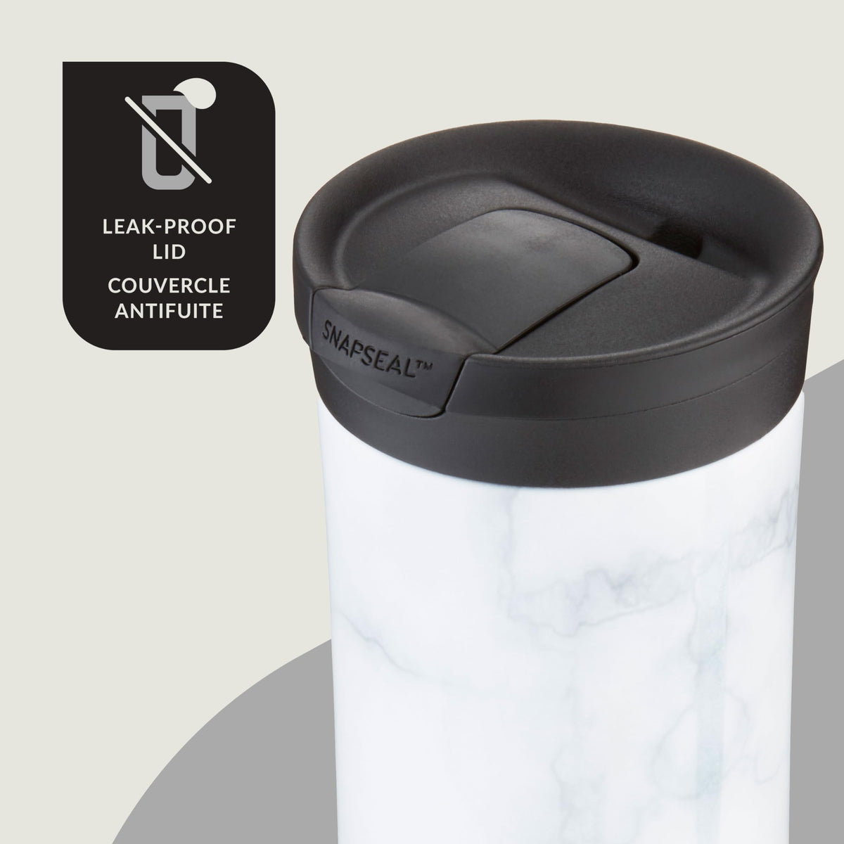 Contigo Huron 2.0 Couture Steel Travel Tumbler, White Marble, 20 oz