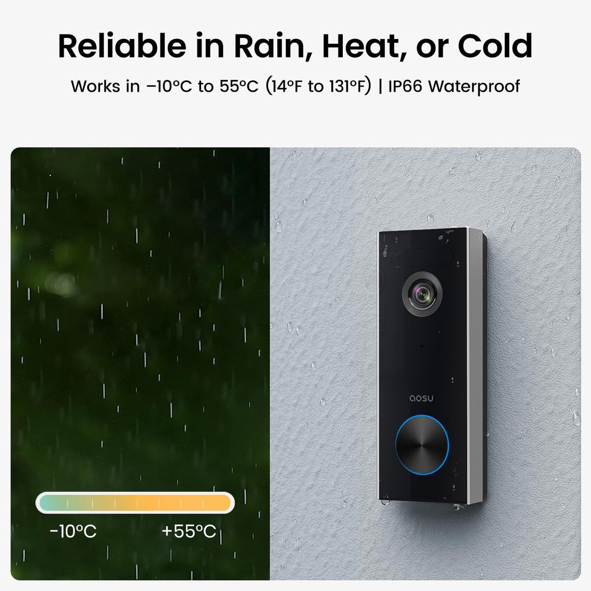 AOSU 2K Wireless Battery Video Doorbell with Chime