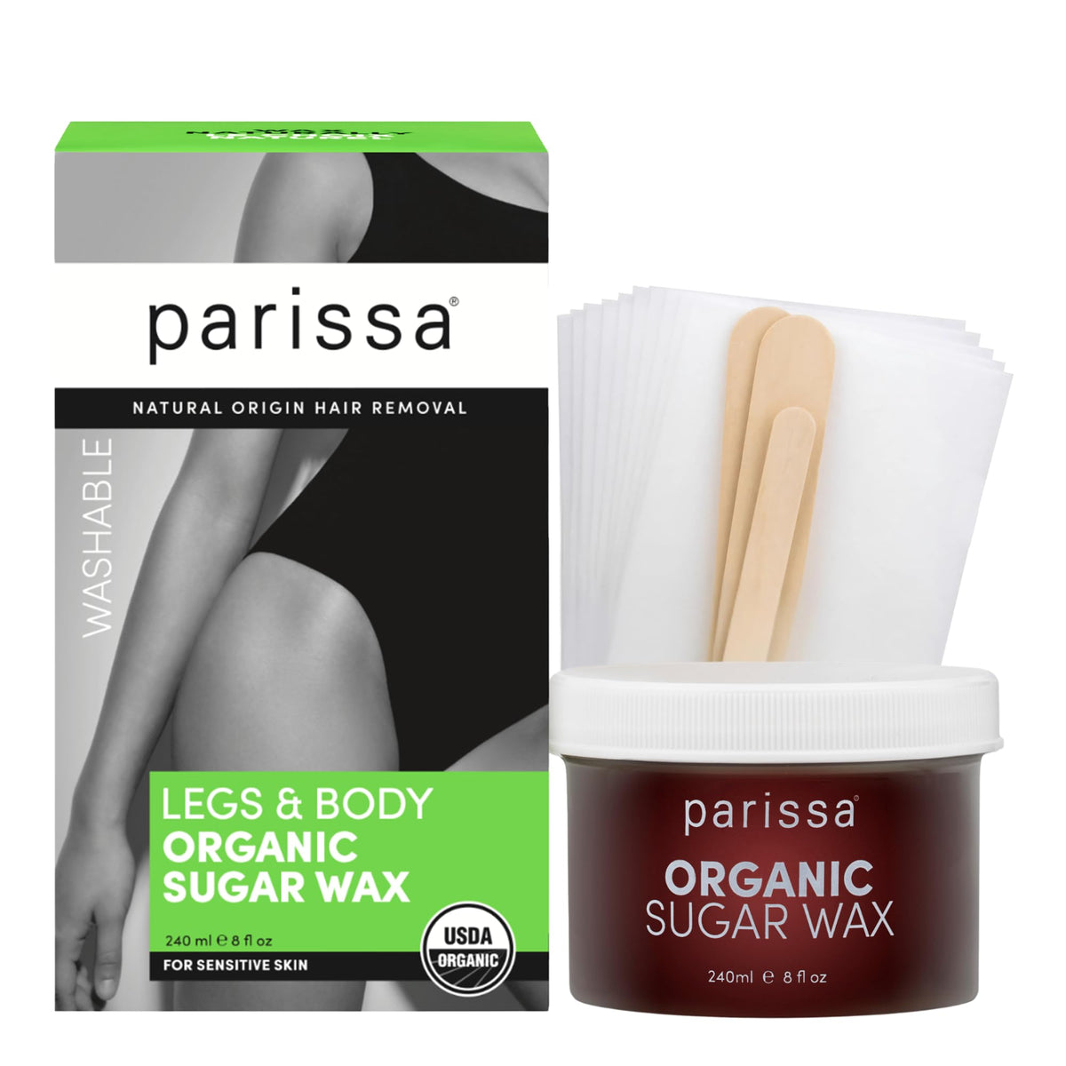 Parissa Organic Sugar Wax Kit for Hair Removal, 8 fl oz