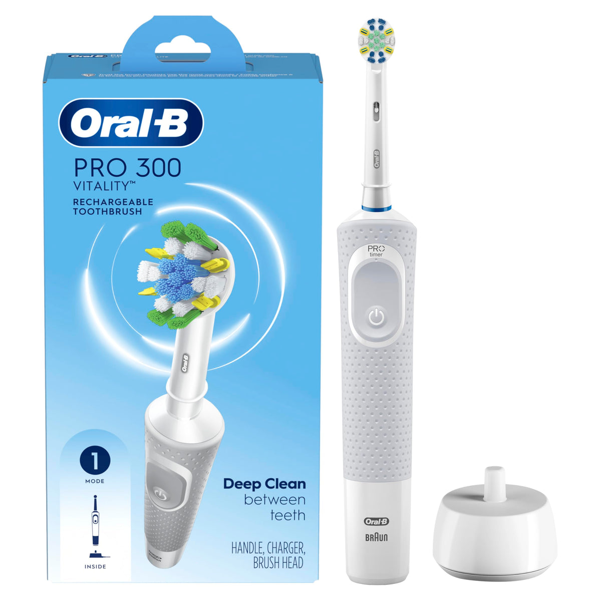 Oral-B Pro 300 Floss Action Vitality Electric Toothbrush, White