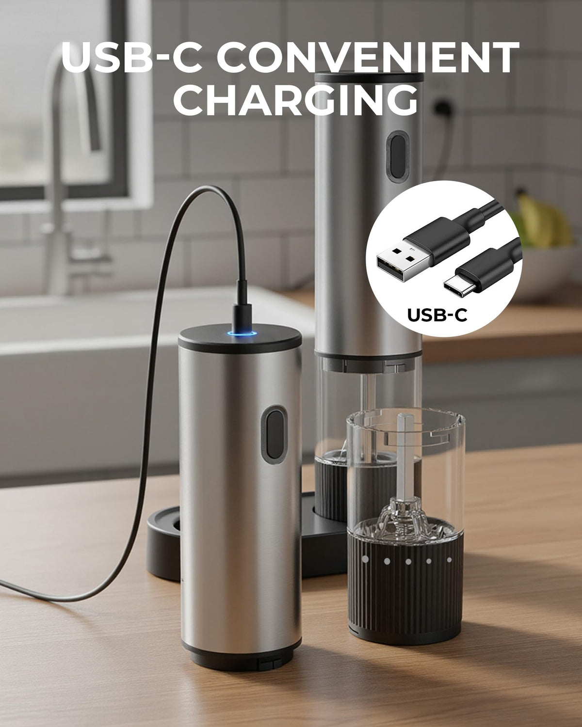 USB-C Rechargeable Automatic Salt and Pepper Grinder Set