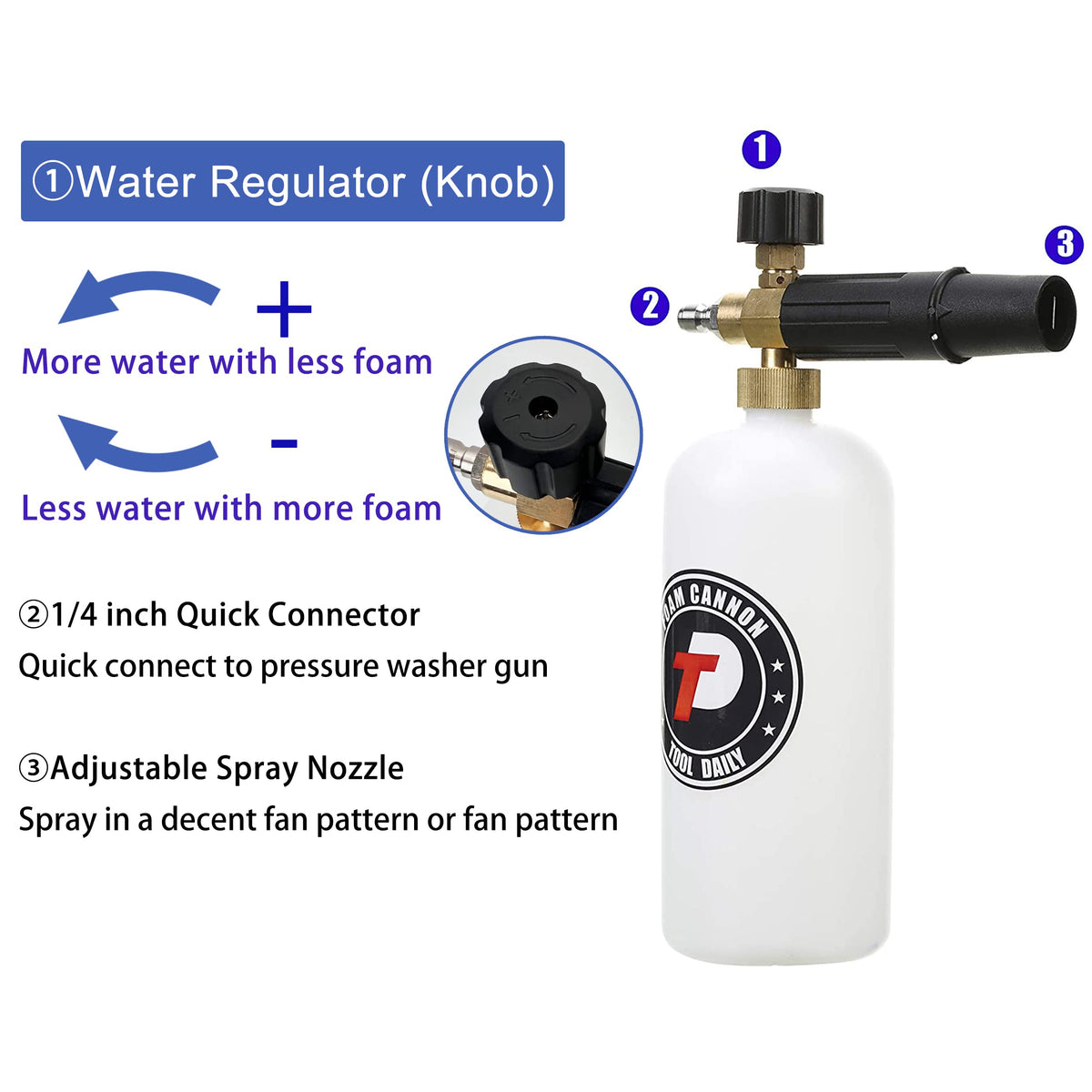 Tool Daily Foam Cannon, 1 Liter, 1/4'' Quick Connector