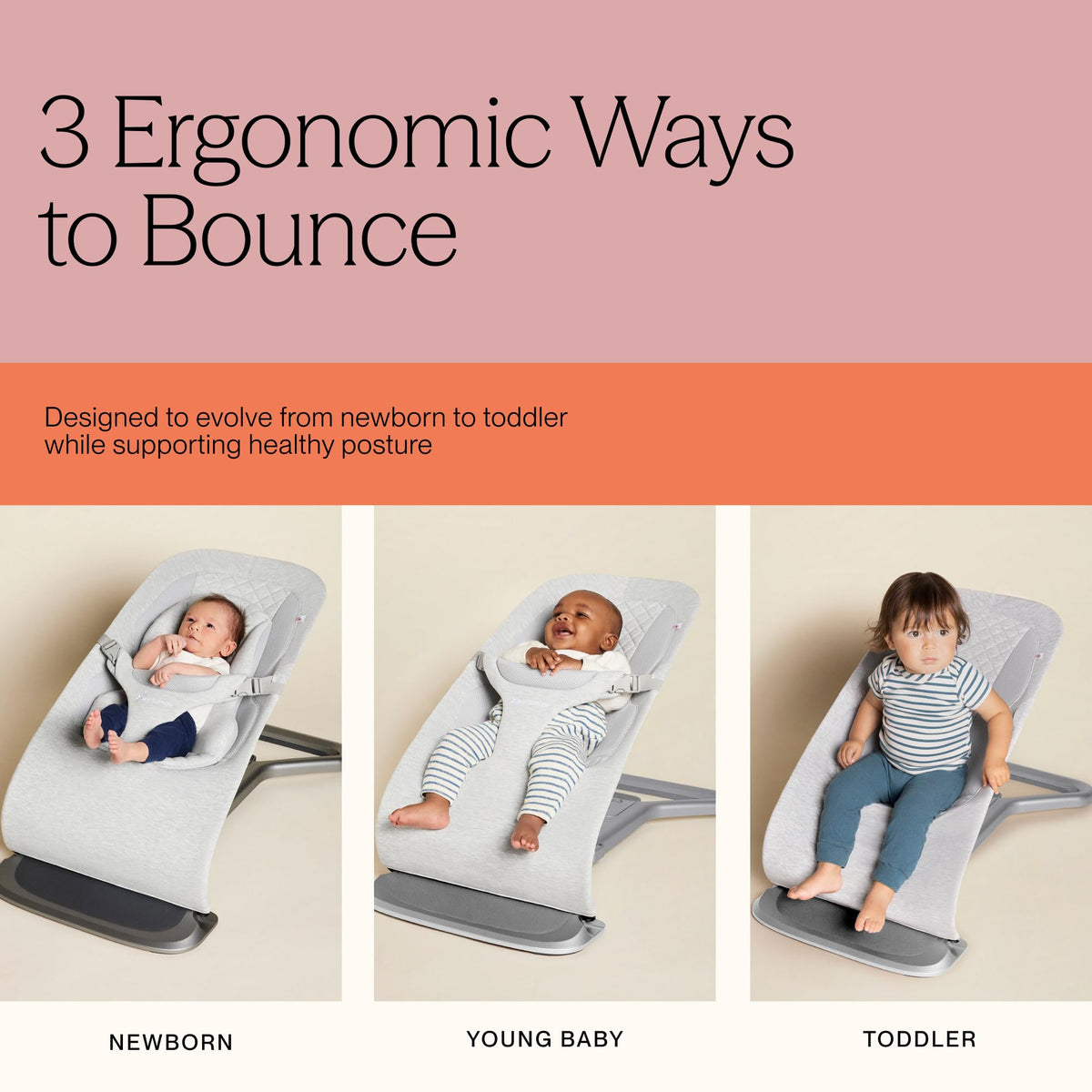 Ergobaby Evolve 3-in-1 Bouncer Seat, 5.5-25 lbs, Midnight Blue