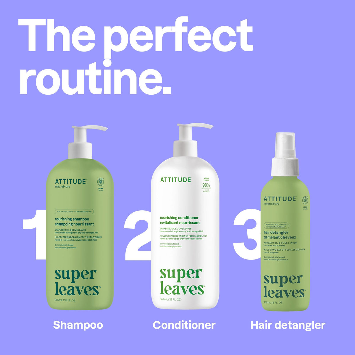 ATTITUDE Nourishing Shampoo, Grapeseed Oil & Olive Leaves, 946 ml